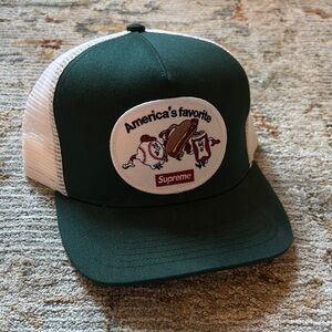 Supreme Green and White Trucker Hat